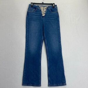 Maje Lace Up High Rise Flare Jeans